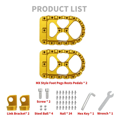 Aluminum Alloy Pedals, Motorcycle pedals - yellow-spike-pedals