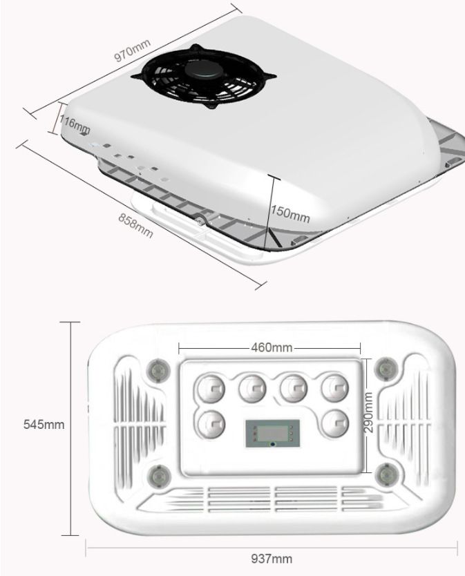 Foreign trade wholesale ultra-thin parking air conditioner 12V24V electric frequency conversion integrated room card dining car camping car air conditioner