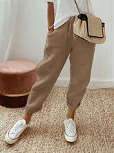 K 44212 Linen elastic waist cropped pants �����ɽ����ŷֿ�
