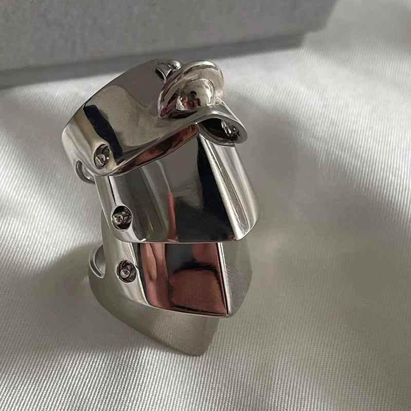 Armor Joint Ring (Vivienne) Multi-Layer Saturn Style, Medium Gothic Statement, Sizes 55/58/61 mm