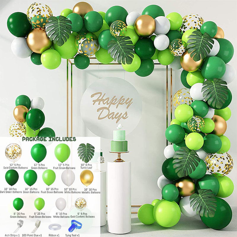 Amazon cumpleaños globo decoración suministros de diseño de boda fiesta de inauguración set de globo cadena de globo verde