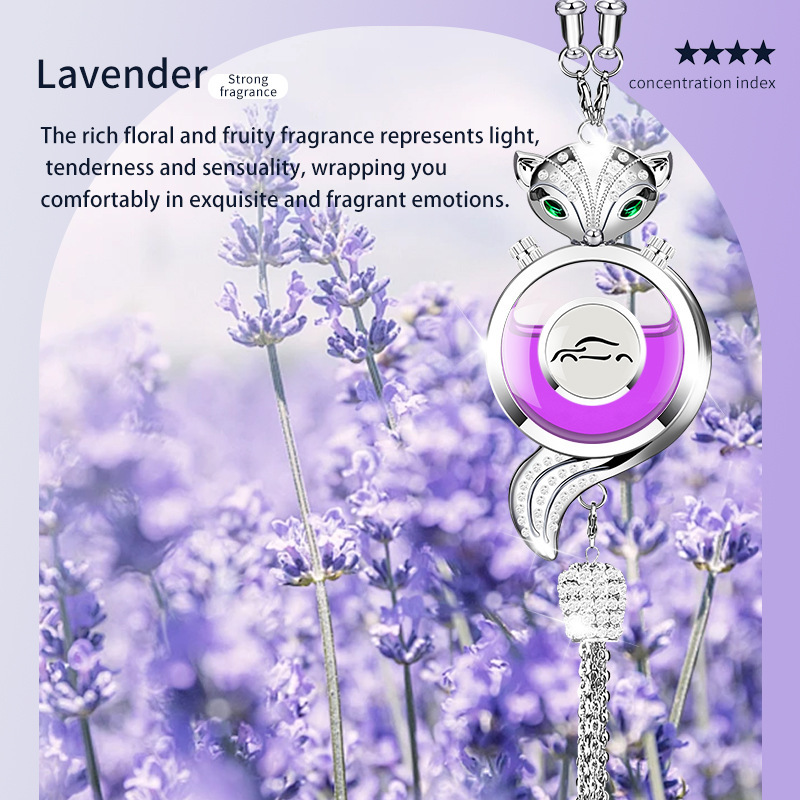 Interior Accessories | Qìchē Car hanging - fox-silver-alloy-pendant-with-lavender-fragrance-small-car-logo
