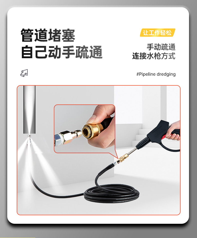 220v high pressure pipeline high pressure gun electric water mouse sewage cleaning machine nozzle
