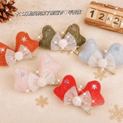 国境を越えた新しいクリスマスヘアピンフェルト蝶ネクタイヘアピン祝日パーティードレス子供かわいいヘアアクセサリー