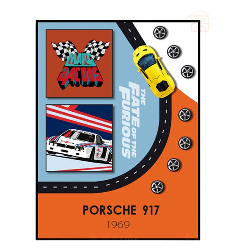 Coche pintura decorativa pintura tridimensional hecha a mano sala de estar colgando pintura comedor dormitorio pasillo mural moda aleación gas coche colgando pintura