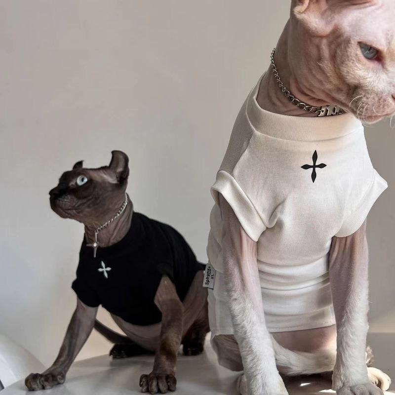猫服高級シンプル薄半袖デヴィンスフィンクス無毛猫四季通用ペット服|undefined