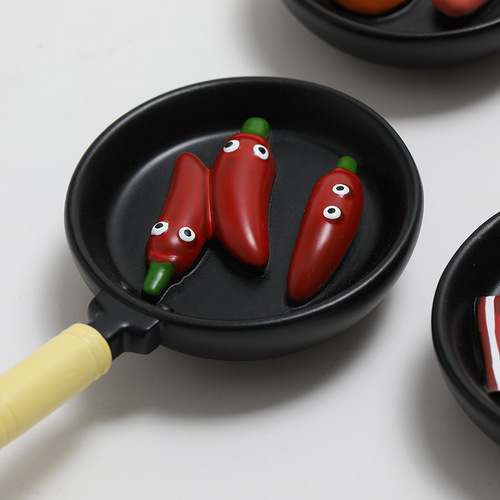Wholesale Frying Pan Food Toy Refrigerator Magnet Creative Resin DIY Magnet Magnetic Sticker Magnetic Sticker Magnetic Sticker Magnetic Suction Cultural and Creative