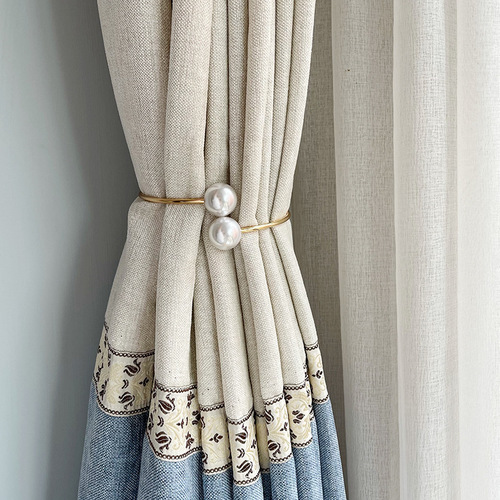 Creative new curtain straps pearl punch-free spring metal pearl curtain buckle curtain straps wholesale