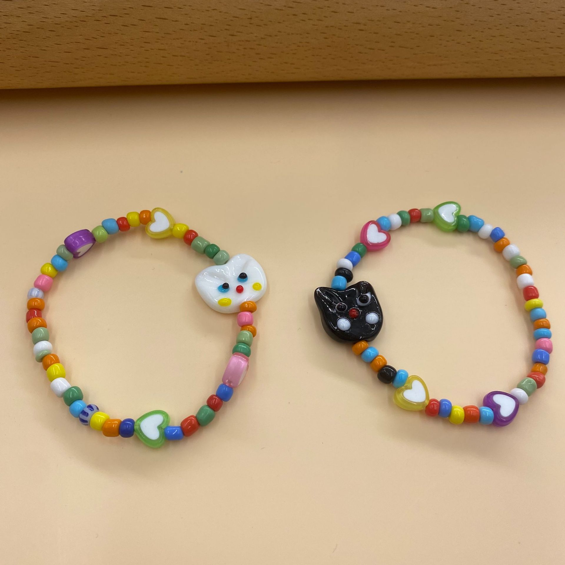 Cartoon Style Cat Seed Bead Handmade Unisex Bracelets 1 Piece