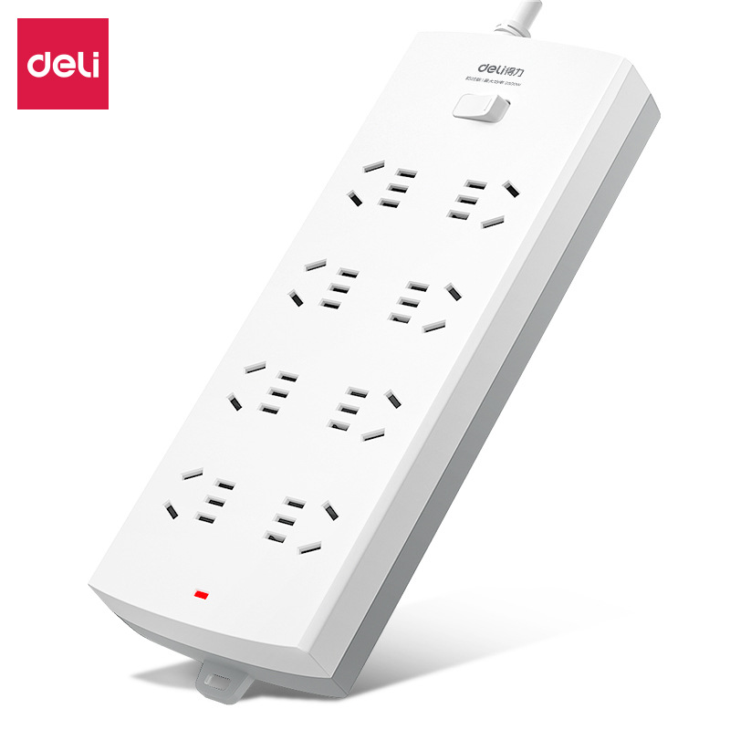 Deli 3996S extension cord socket 8 sets 1.8 meters plug strip switch power supply strip strip white