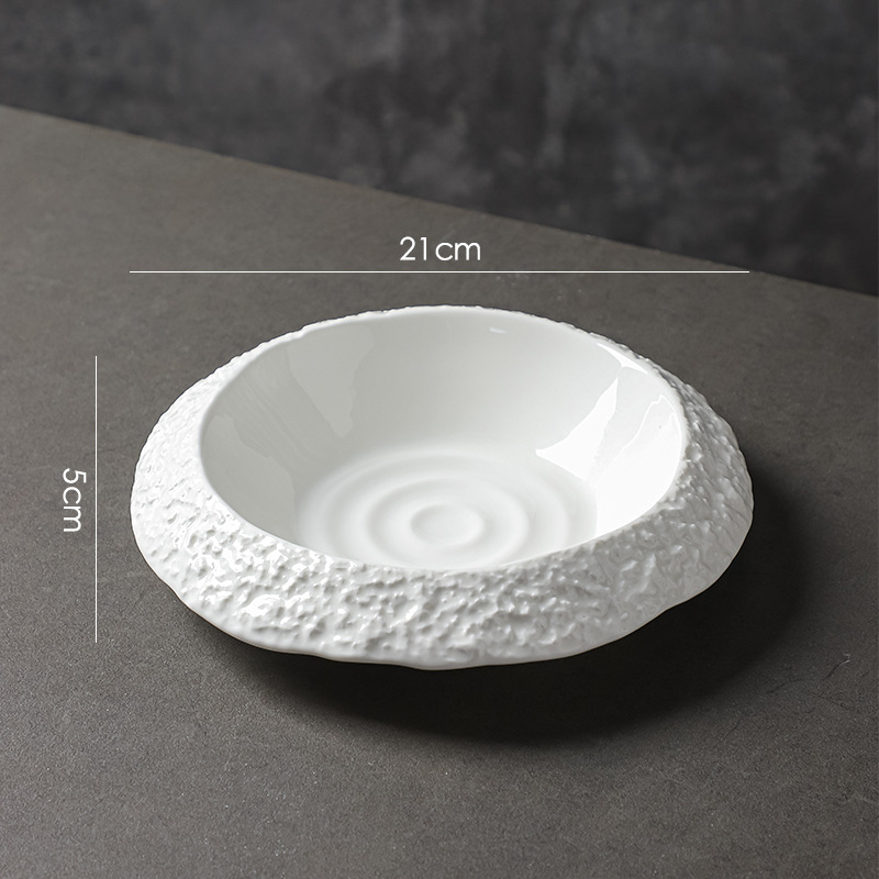8.5inch 락무늬 스커트 딥접시(화이트)