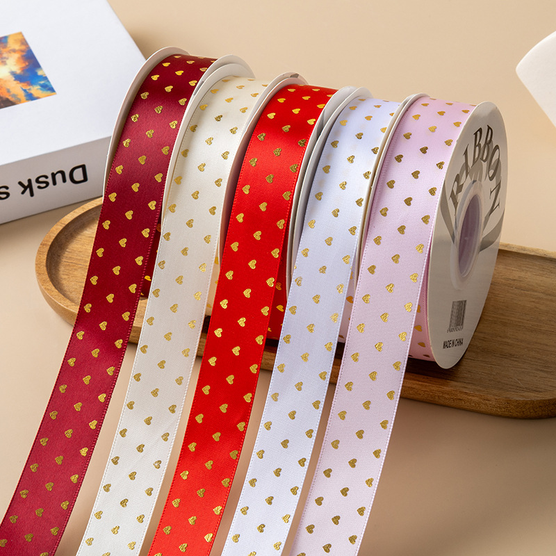 [Posta libre] Pequeño amor de oro cinta arco corbata caja de regalo pastel de flores embalaje cinta cinta de seda DIY