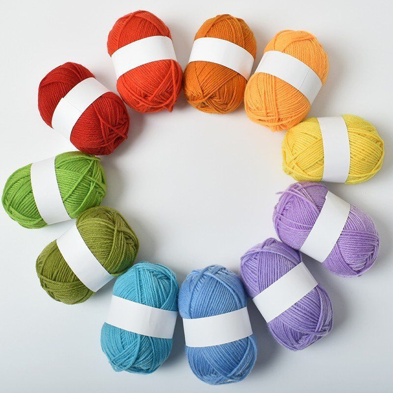 厂家直供4股毛线团50gdiy编织玩偶钩编涤纶毛线四股中粗手工批发