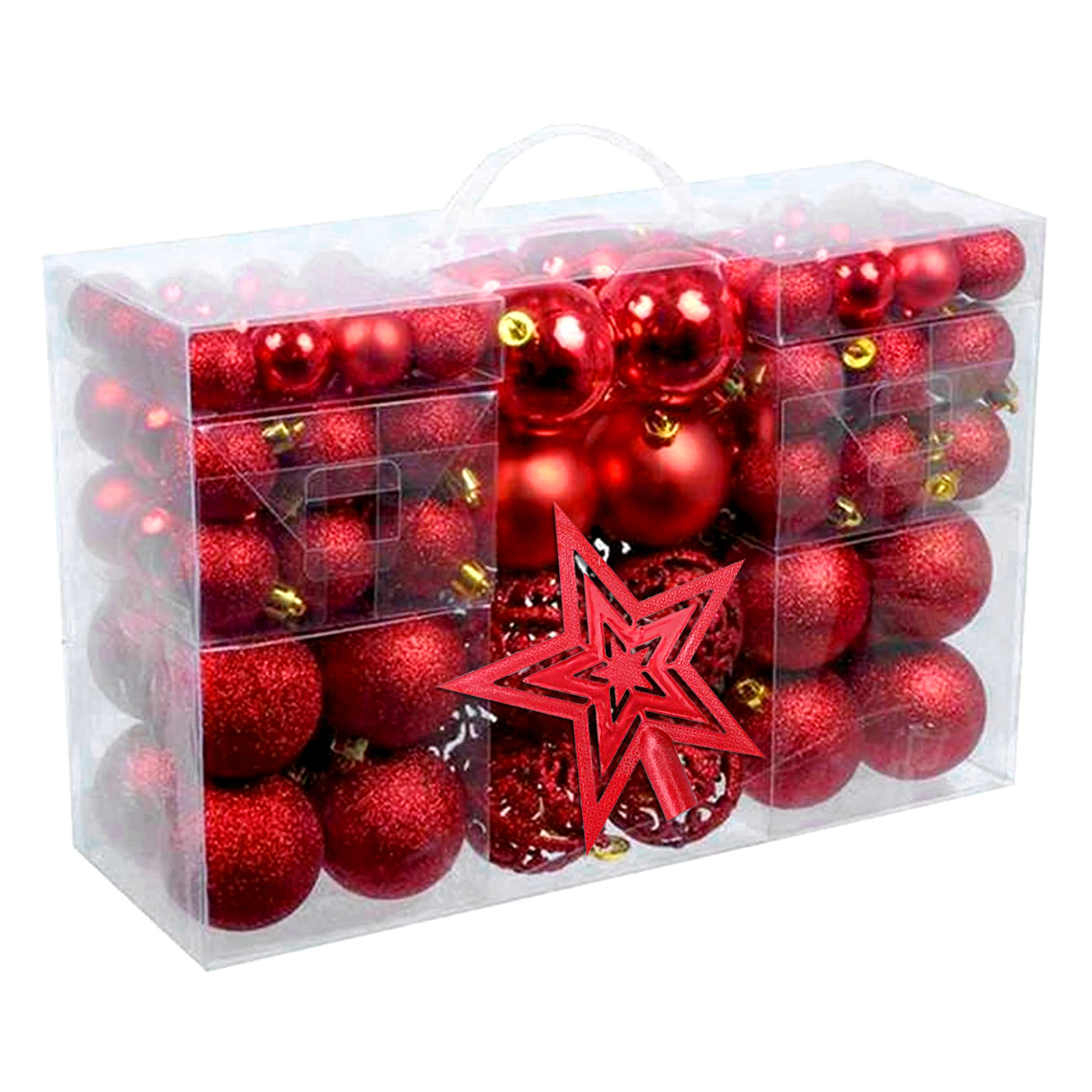 América Latina, decoración de árbol de Navidad 100 juegos portátiles de bolas de plástico hueco en caja colgante de bolas de Navidad image 24