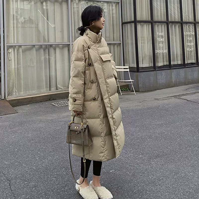 Хлопковое пальто женская зимняя средняя длинная корейская версия свободной пуховой ватной одежды с толстыми хлопчатобумажными куртками повседневный дизайн куртки прилив