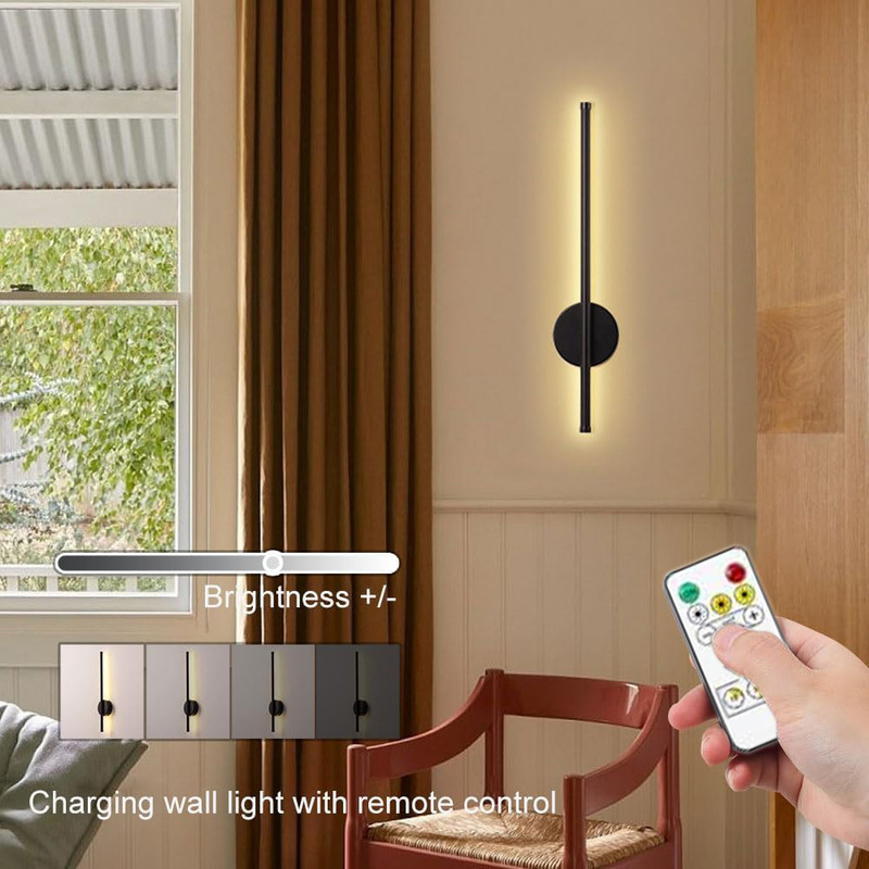 360 ° Rotatable Magnetic Wall Lamp with Remote Control, Dimmable, Wireless Charging Wall Lamp, No Wiring, USB Interface Wall Lamp