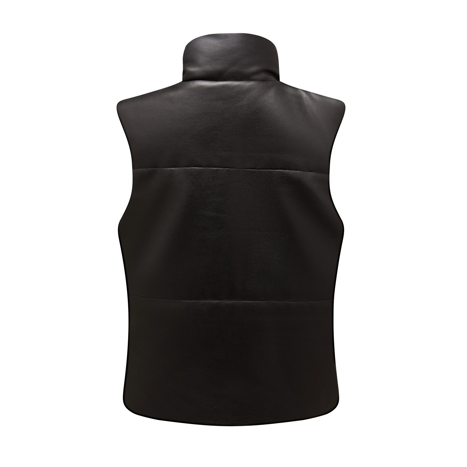 2022 Otoño e Invierno de las mujeres Chaleco de cuero sin mangas con cremallera acolchada de algodón acolchado abrigo de moda collar de pie abrigo de tamaño europeo Amazon WISH