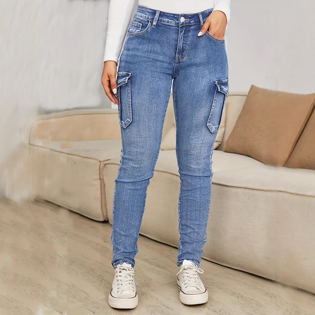 European And American Women's Fashion Ruched Side Pocket Stylish Personality Low Waist High Elasticity Ins Trend_ecoleips.com