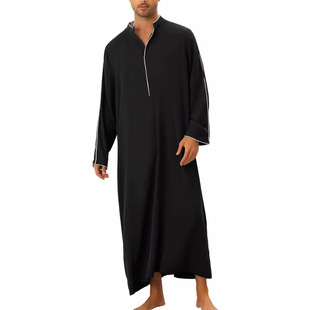 2025 Cross-Border Export Aliexpress Middle Eastern Arabic Style Simple Long Men's Shirt Muslim Robe for Men