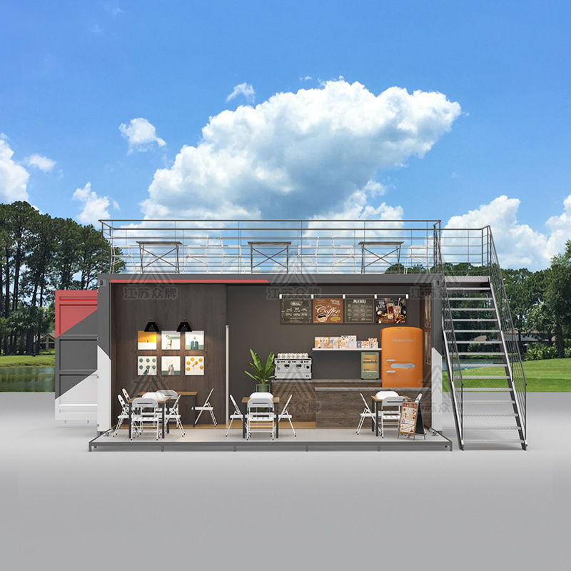 Contenedor tienda móvil doble calle comercial café con leche tienda de té área escénica contenedor móvil quiosco