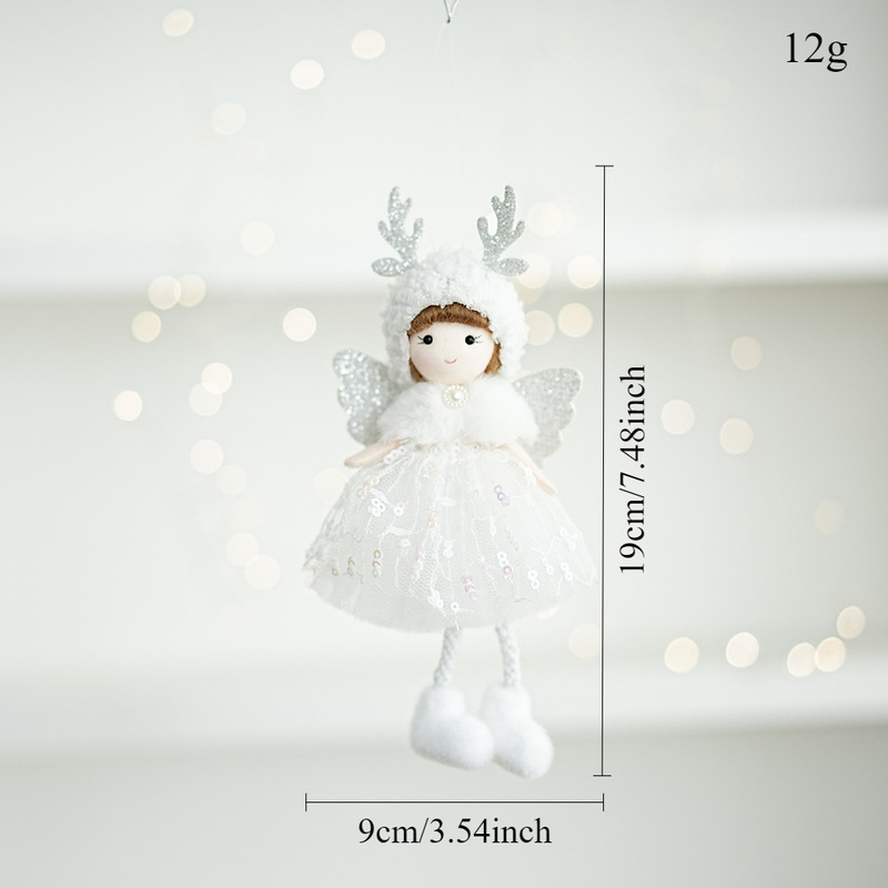 クリスマスの天使の人形のペンダントクリスマスツリーの装飾のぬいぐるみの角のピンクの女の子のペンダントの新年の装飾用品|undefined