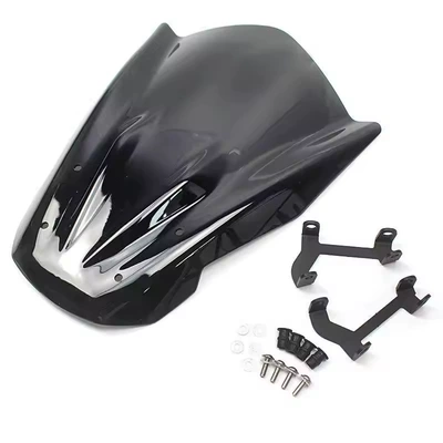 Suitable for Yamaha FZ07 MT-07 14-17 modified motorcycle front windshield windshield windshield mirror (Motorcycle front windshield) - smoked-black