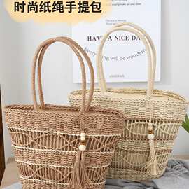现货手工编织大容量草编包镂空单肩手提包海边度假风斜跨镂空设计