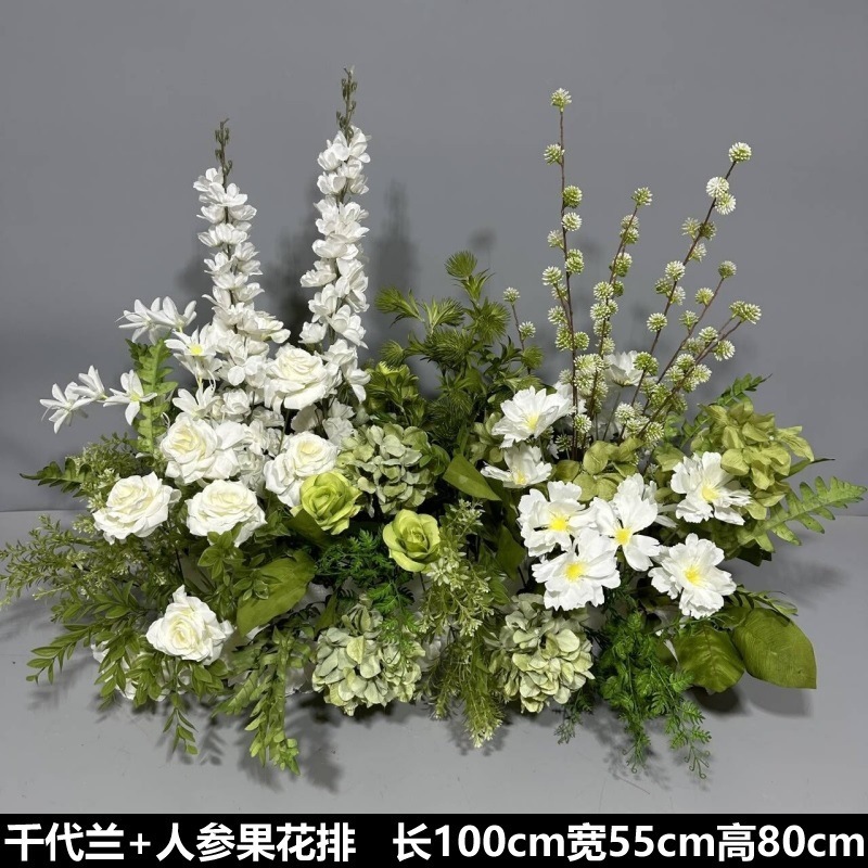 Flor de la boda de la flor Chiyeya rosa roja fila de orquídeas fila de flores bosque escena de compromiso decoración de la boda fondo de decoración