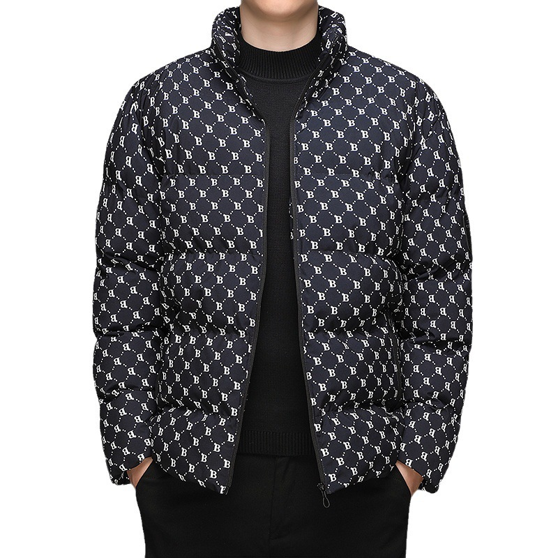 Abrigo acolchado de algodón para hombres 2023 Otoño e Invierno nueva moda en forma de B Abrigo acolchado de algodón engrosado cálido abrigo de cuello de pie abrigo de pan para hombres al por mayor