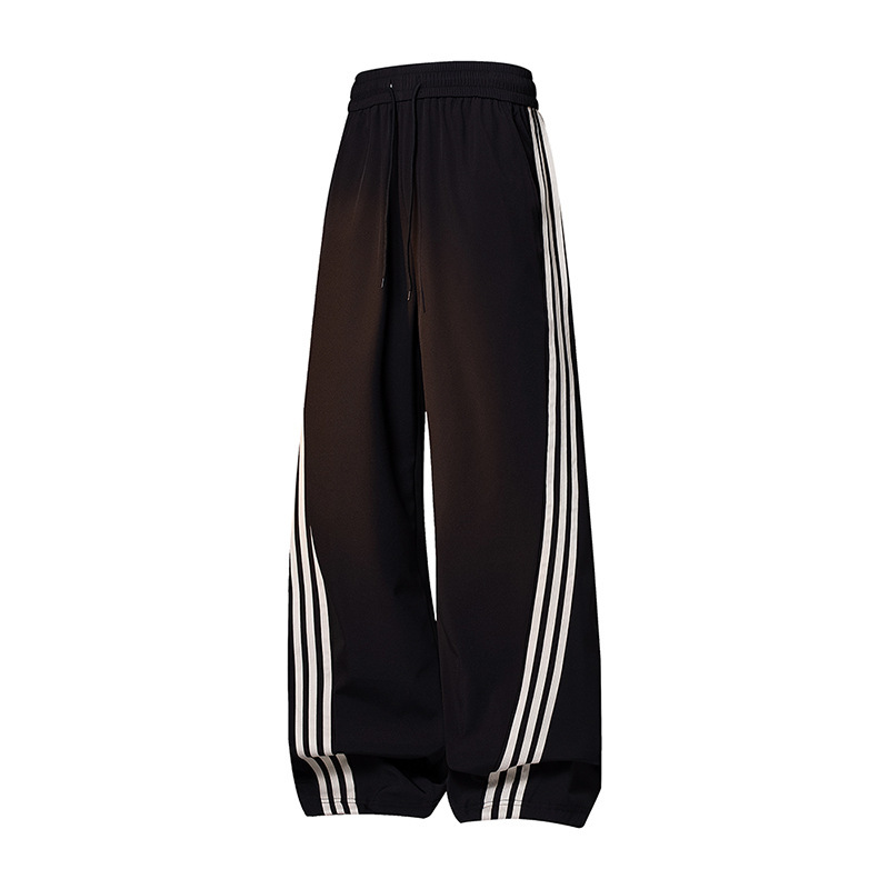 Three-Stripe Wide-Leg Curved Blade Fleece-Lined Thickened Spring and Autumn Loose Fleece-Lined Casual Pants Unisex Fashion Trendy Brand Sweatpants