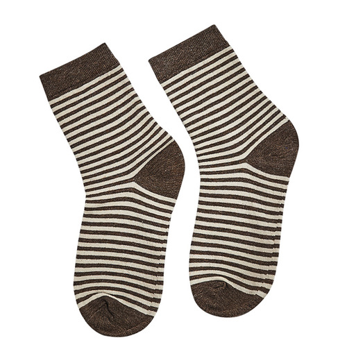 FW02 Cotton Socks Striped Four-Season Mid-Calf Socks Trendy Women's Casual Cotton Socks Simple and Versatile Sports Socks
