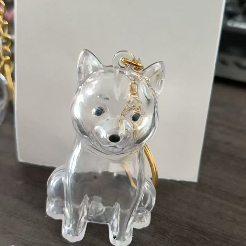 透明小狗毛发收纳盒吊饰扭蛋西高地博美毛发存放纪念品钥匙扣包挂|undefined
