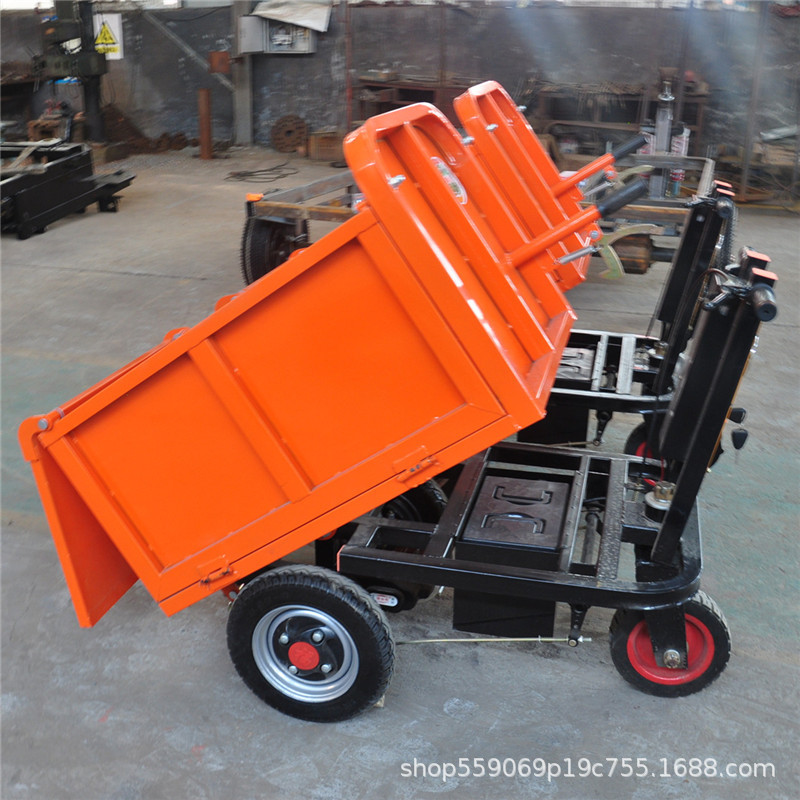电动手推方斗车 手动自卸型48V电瓶厂内用内部搬运小型三轮车
