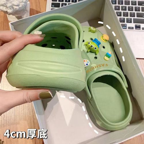 Bass Light-Up Slip-on Shoes for Women, External Wear, Instagram Trendy,  Summer New Arrival, Two-Way Wear, Thick Sole with Rounded Toe, Half Slipper for Women