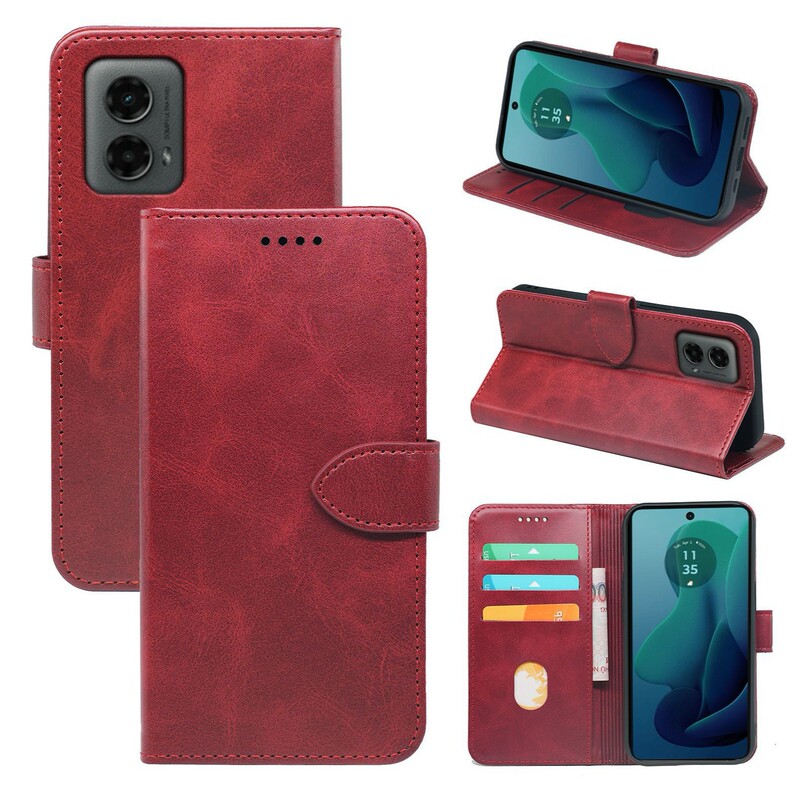 Suitable for Motorola Moto G55 Business X70 Air Calfskin Front Buckle Phone Leather Case G57 Power