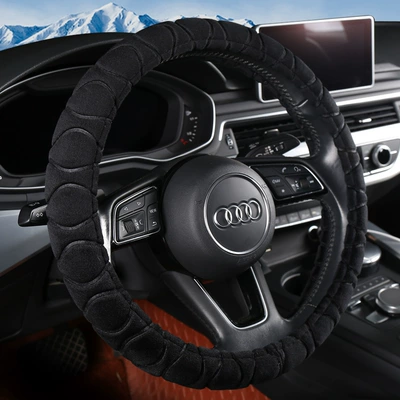 Autumn and Winter Steering Wheel: Steering wheel cover - black-38cm