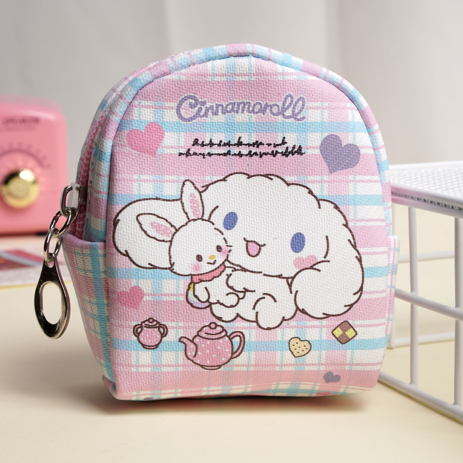 Monedero Mini Animado de Cuero PU Impermeable para Almacenamiento Doméstico