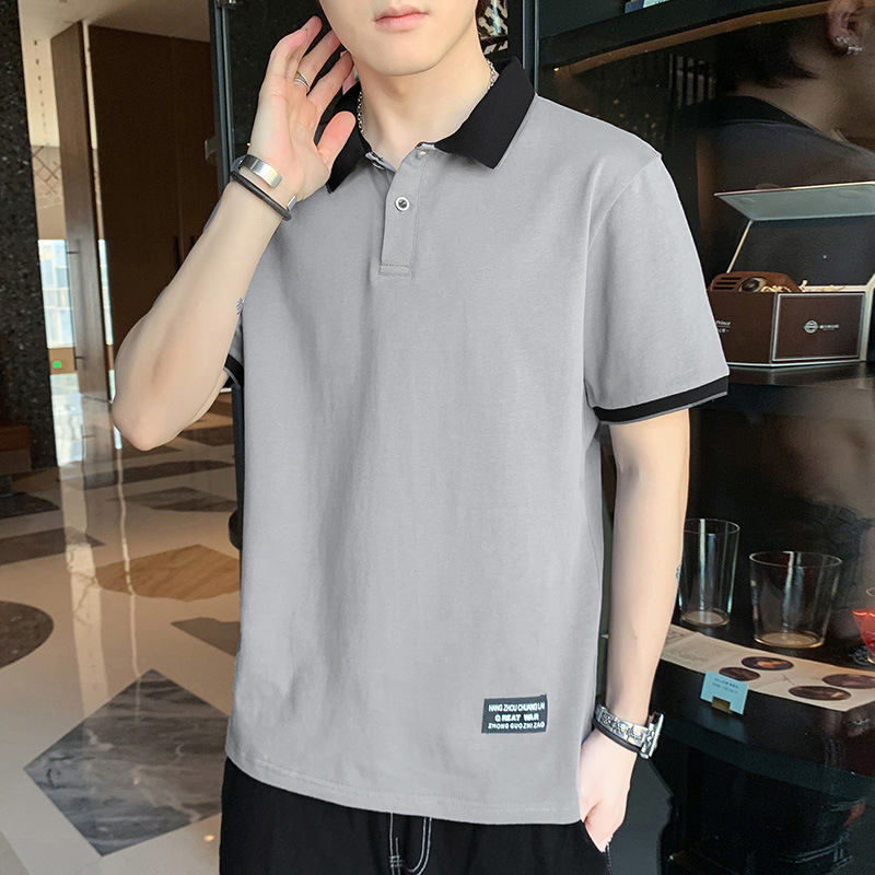 Camiseta polo para hombre casual, camiseta de manga corta con solapa, moda para hombre, marca de tendencia suelta japonesa de media manga estilo Harajuku