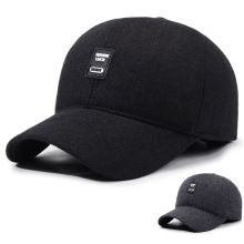 冬季中老年帽子男士冬天毛呢棒球帽老年帽字护耳鸭舌帽中年老棉帽