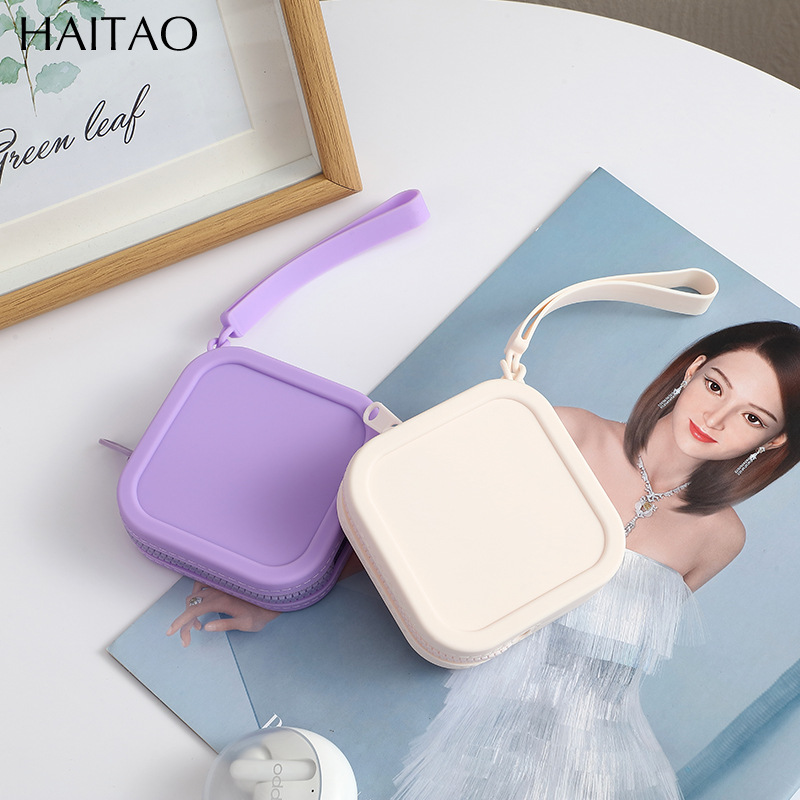 Bolsa de silicona, bolsa de almacenamiento, monedero, bolsa para auriculares, bolsa cuadrada pequeña, mini billetera, tarjeta de llave de dibujos animados portátil