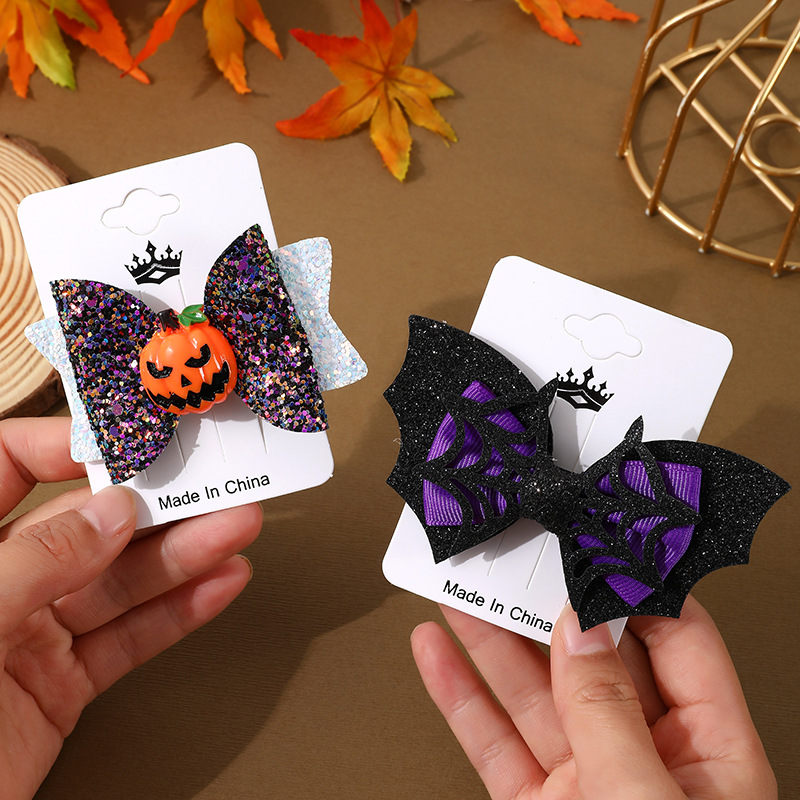 Halloween Pattern, Bow Knot Pattern Women's Gender Women's Hip-Hop Funny Halloween Pattern Bow Knot Alloy Hair Clip