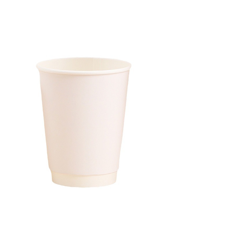 Tarjeta blanca té con leche café taza de papel de doble capa hueca aislamiento térmico y anti-escaldado bebida fría desechable bebida caliente taza de papel blanco grueso