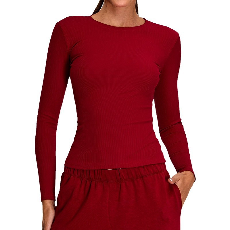 Otoño y invierno nuevo tipo de ropa de yoga de rosca de mujer camiseta deportiva de manga larga de alta calidad para correr ropa de fitness de secado rápido