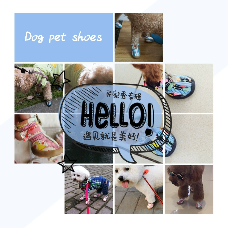 Собачья обувь мягкая подошва дышащая четыре сезона универсальная маленькая собачка домашнее животное Теди Би Кёки не может потерять ноги в наборе из 4