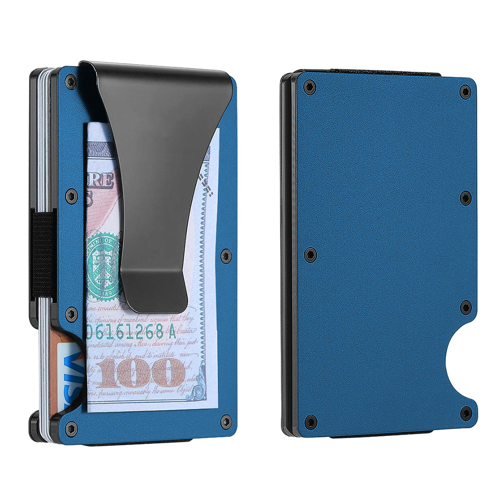 Suministro Directo de fábrica de aleación de aluminio caja de tarjeta de crédito de fibra de carbono RFID Bloqueo de gran capacidad cartera de crédito Titular