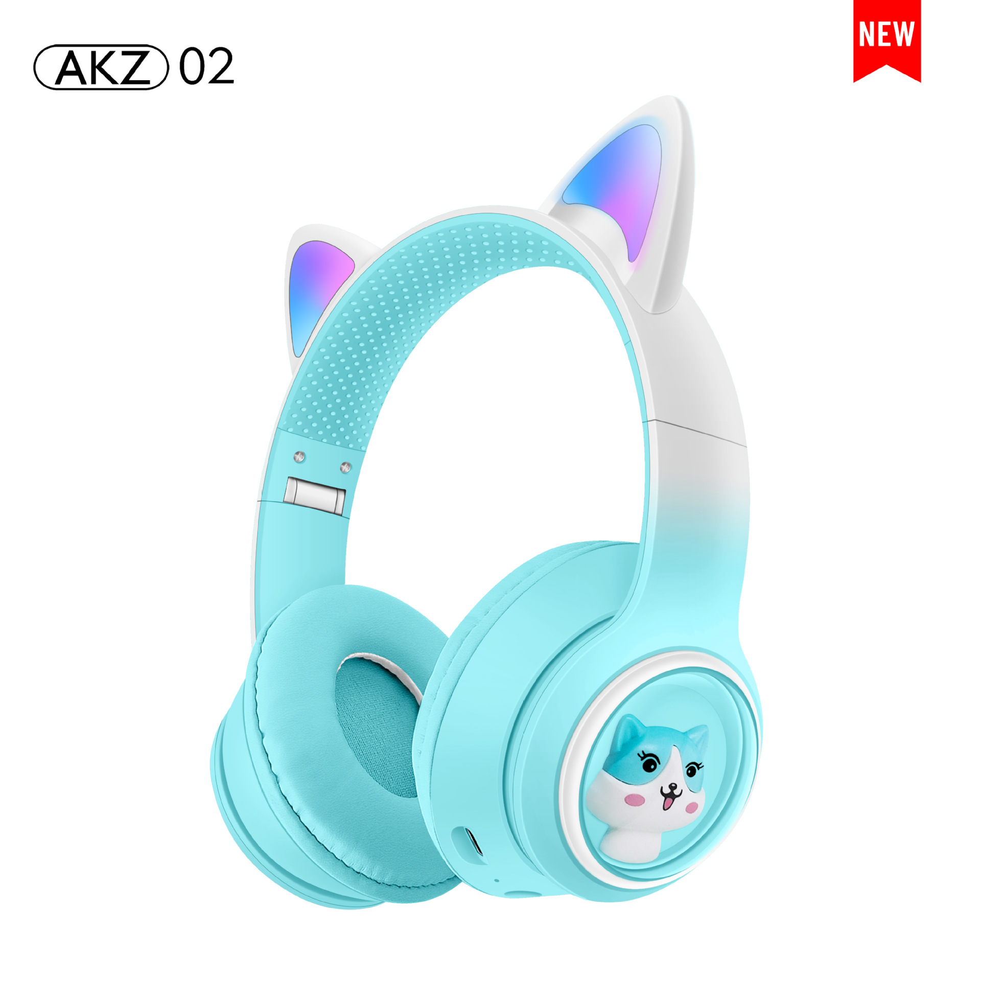 Nuevo modelo privado gradiente de dibujos animados gato oído auriculares bluetooth auricular inalámbrico luminoso lindo niños auriculares fabricante