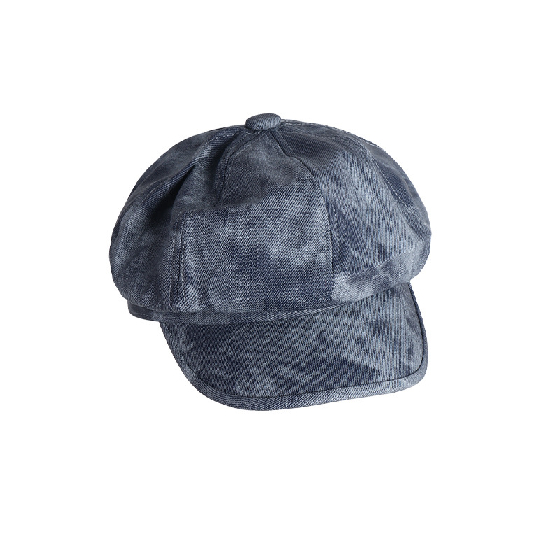 Británico estilo PU cuero boina de ocho ángulos mujer primavera y verano versátil cara pequeña sombrero pintor japonés del Renacimiento