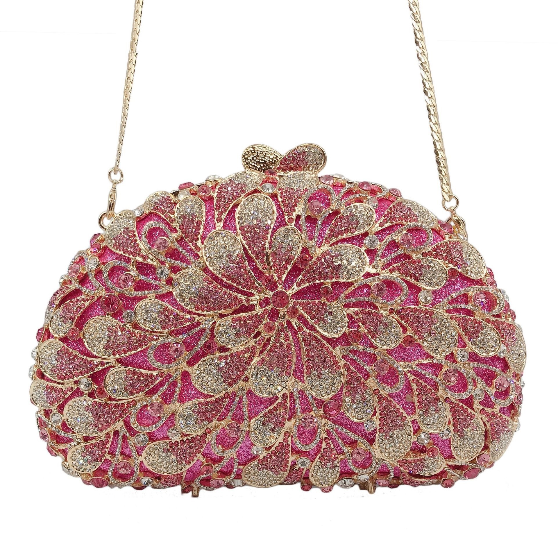 AliExpress bolsas de diamantes de agua de metal hueco bolsas de cena de diamantes vestidos de banquete de damas bolsas de mano de diamantes