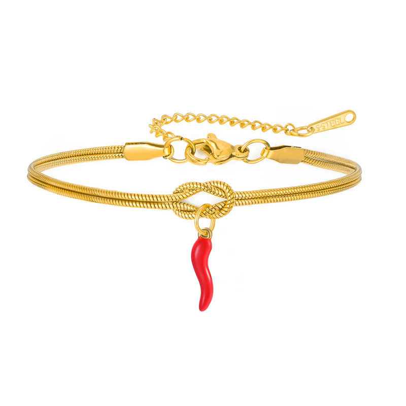 Amazon's Best-Selling Irregular-Shaped Pendant Bracelet with Oil-Drip Small Chili Pepper, Soft Snake Chain, Twisted Knot, and Heart Knot Jewelry Amazon's Best-Selling Irregular-Shaped Pendant Bracelet with Oil-Drip Small Chili Pepper, Soft Snake Chain, Twisted Knot, and Heart Knot Jewelry