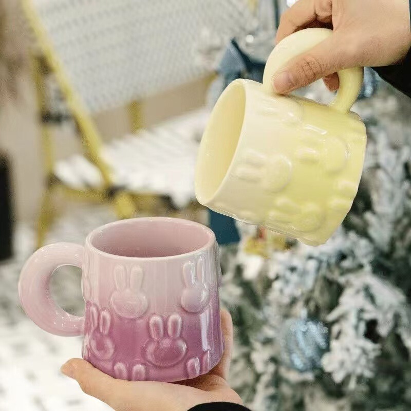ネット赤朝食コーヒーマグカップグラデーション螺旋顔値かわいい牛乳カップ学生カップル陶磁器カップ|undefined